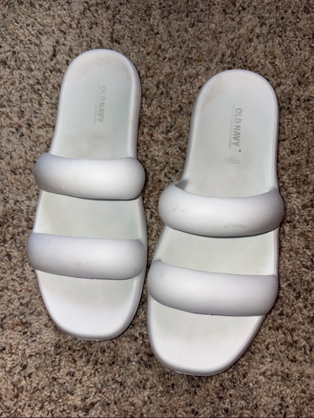 Old Navy White Double-Strap Padded Slide Sandals - Women's